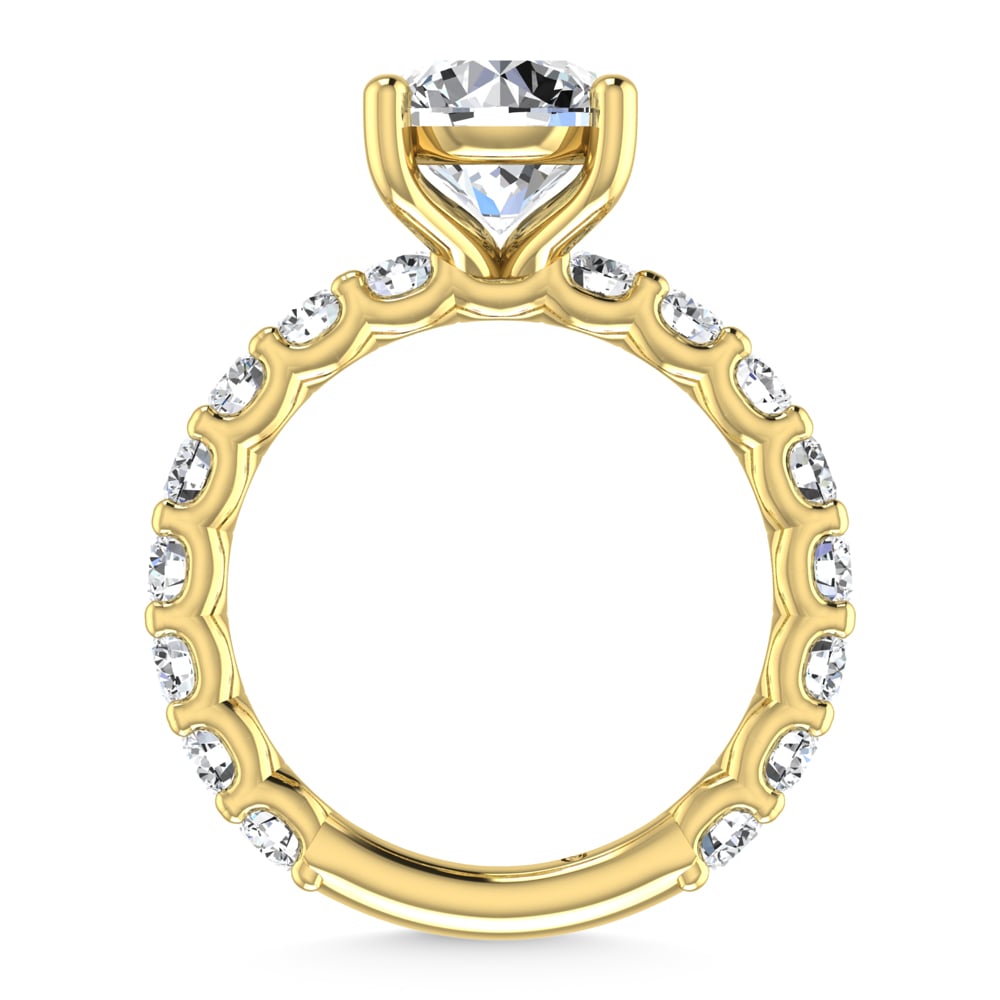 14K Yellow Gold Lab Grown Diamond 2 3/4 Ct.Tw. Round Shape Three Forth Engagement Ring ( IGI Certified Center 2CT Round)