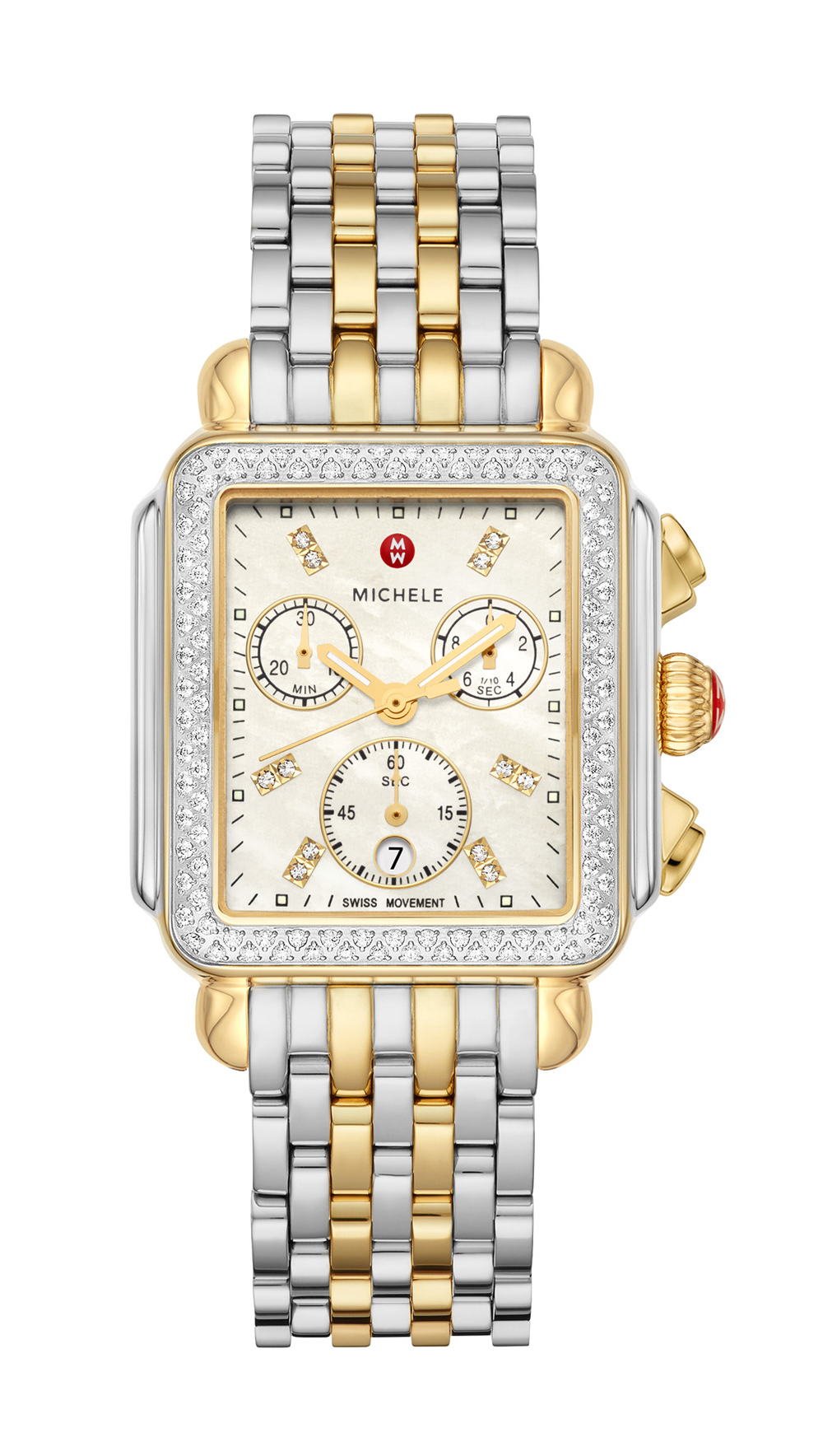 Deco Two-Tone 18k Gold Diamond Watch