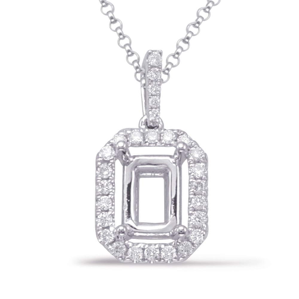 Diamond Pendant For 9X7mm Emerald Cut