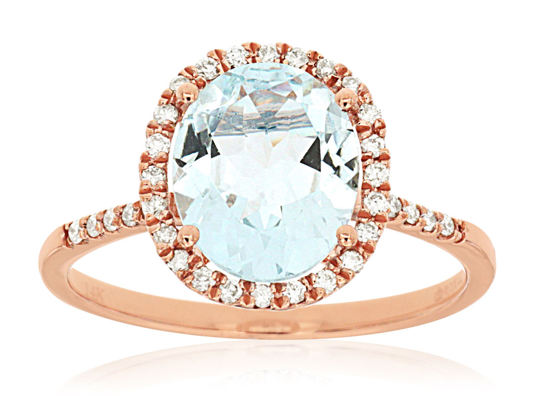 AQUAMARINE & DIAMOND RING