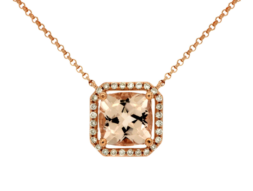 MORGANITE & DIAMOND NECKLACE