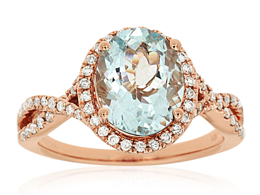 AQUAMARINE & DIAMOND RING