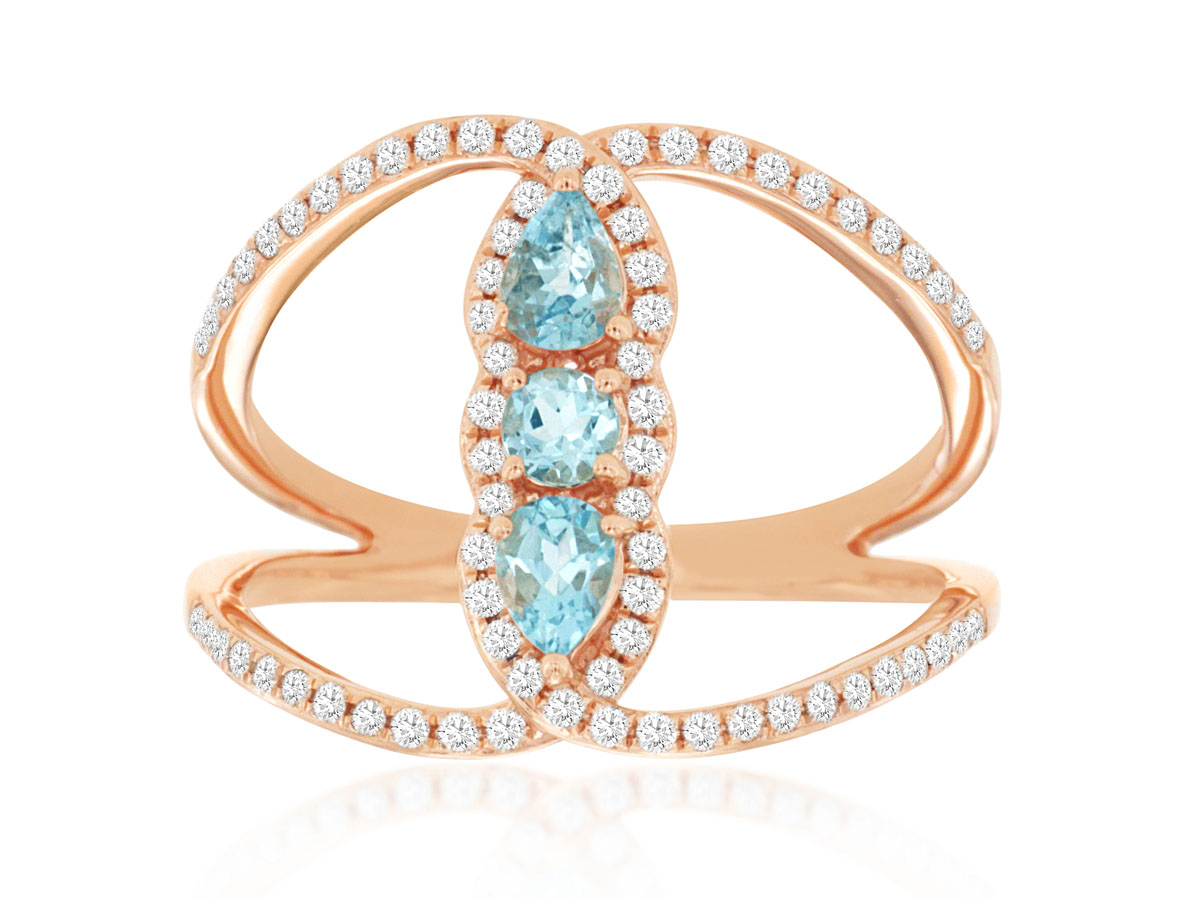 AQUAMARINE & DIAMOND RING