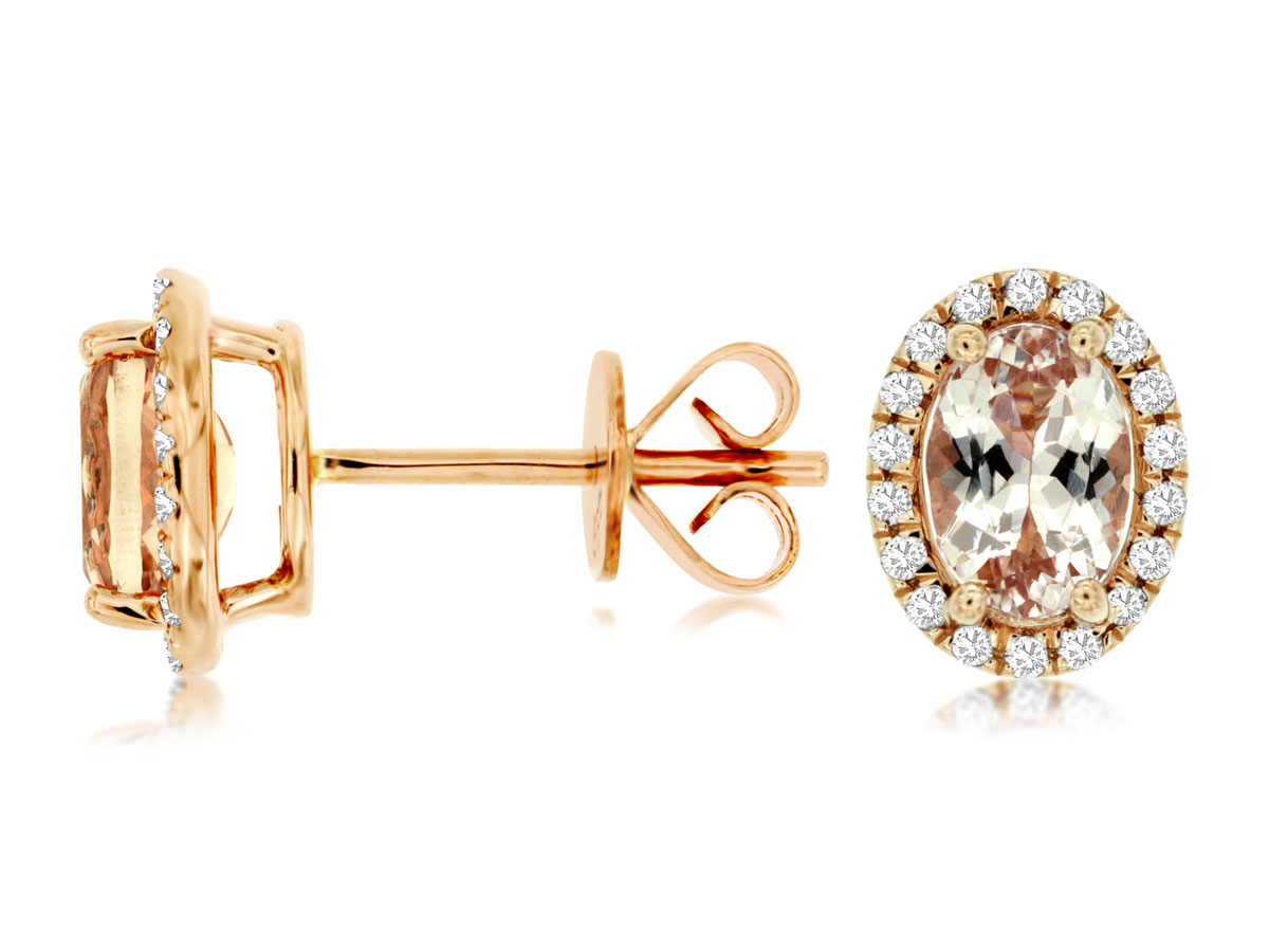 MORGANITE & DIAMOND HALO STUDS