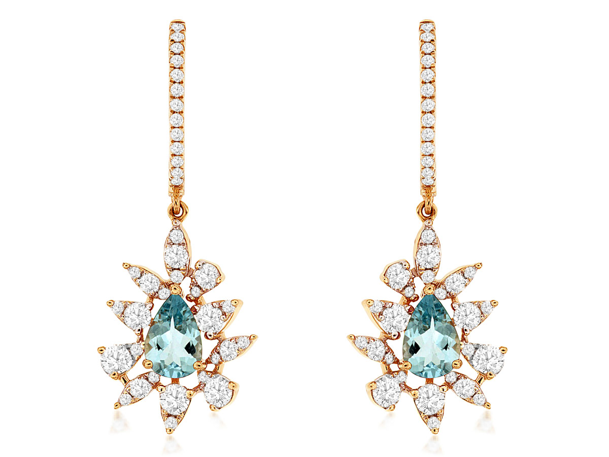 AQUAMARINE & DIAMOND EARRING