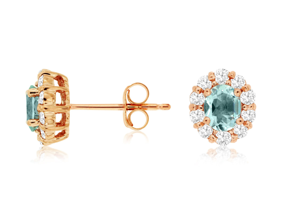 AQUAMARINE & DIAMOND EARRING