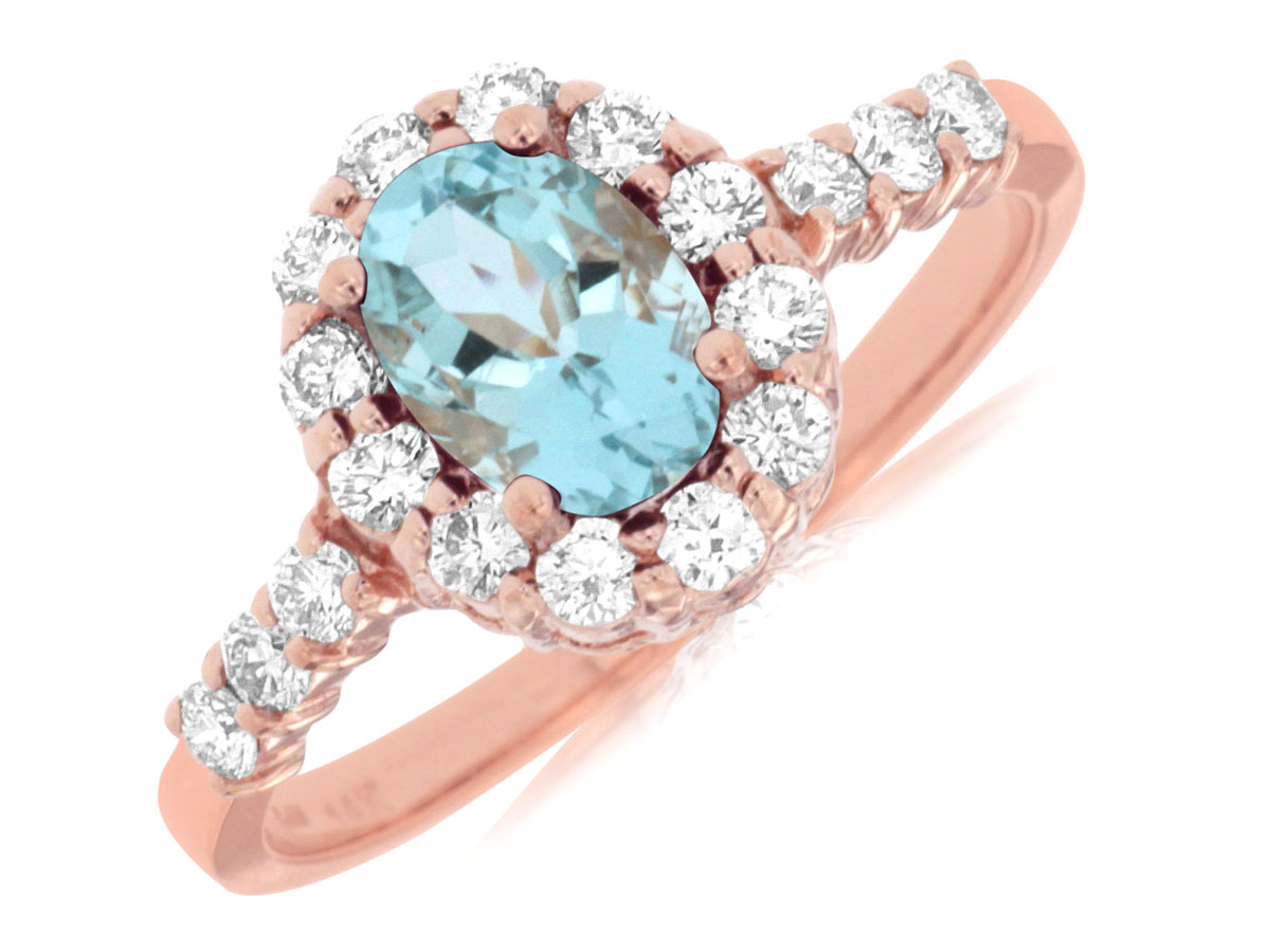 AQUAMARINE & DIAMOND RING