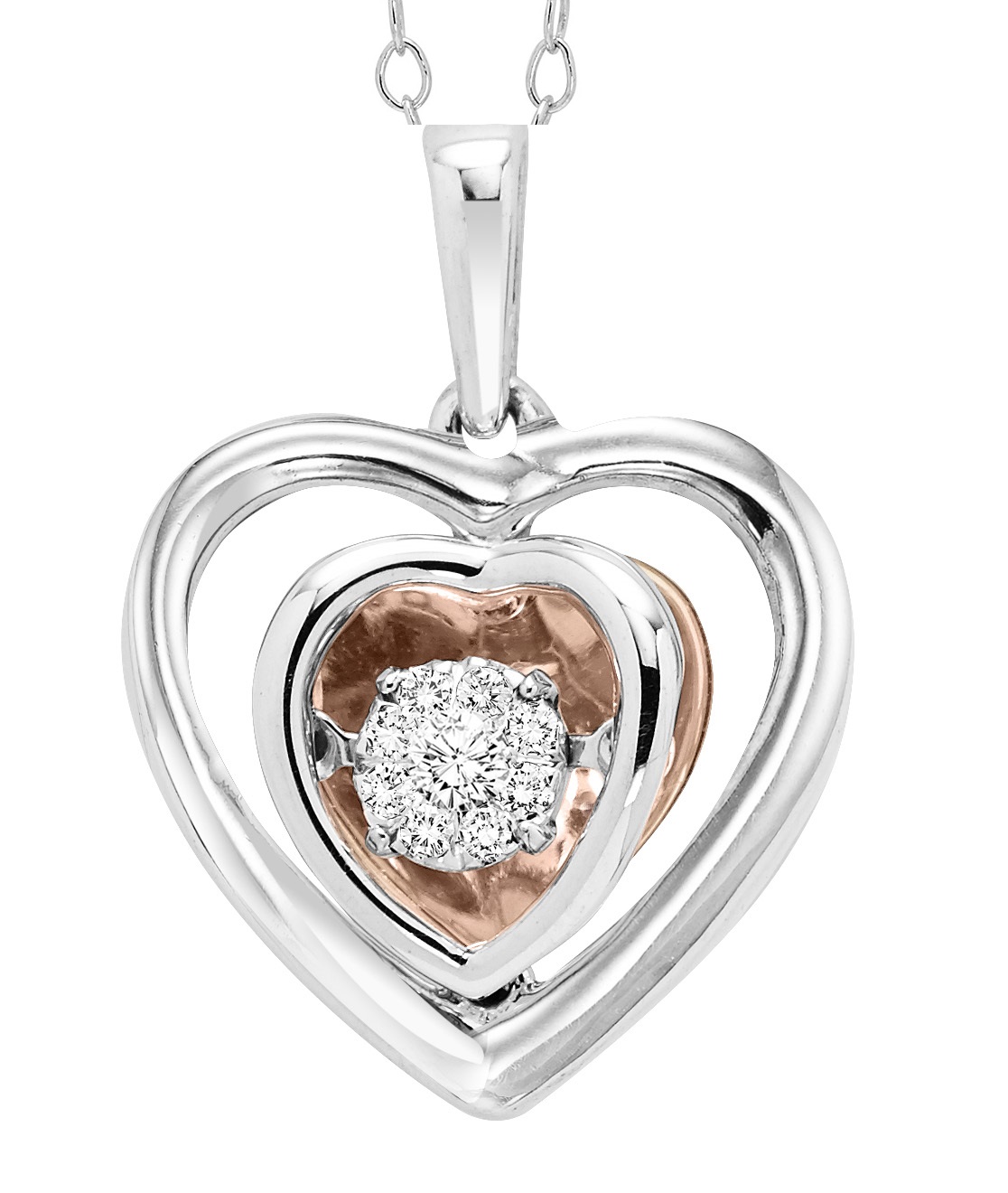 Gold & Silver Diamond Rhythm of Love Pendant 1/10 ctw