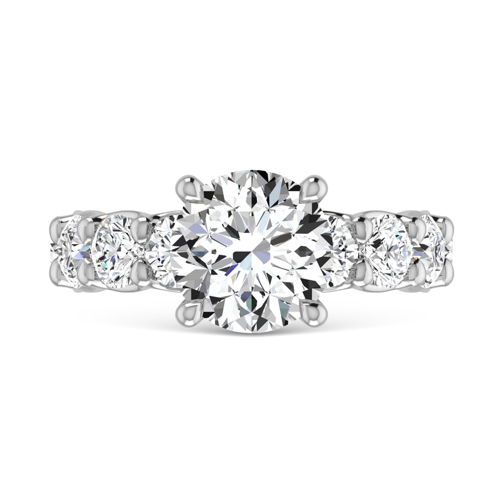 14K White Gold Lab Grown Diamond 6 1/3 Ct.Tw. Round Shape Three Forth Engagement Ring (IGI Certified Center 3CT)