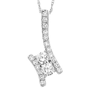 14K TWOgether Two Diamond Pendant 3/4 ctw