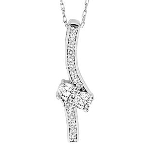 14K TWOgether Two Diamond Pendant 3/4 ctw