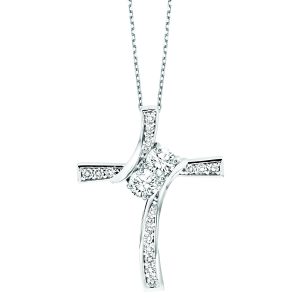 14K TWOgether Two Diamond Pendant 1/4 ctw
