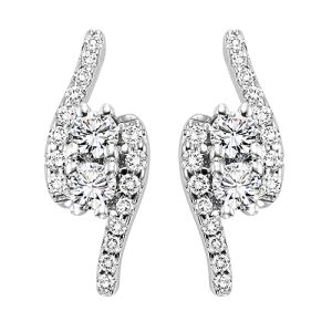 14K TWOgether Two Diamond Earrings 3/4 ctw
