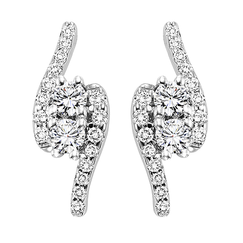 14K TWOgether Two Diamond Earrings 1.00 ctw