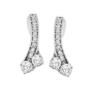 14K TWOgether Two Diamond Earrings 1.00 ctw