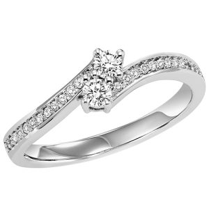 14K TWOgether Two Diamond Ring 1/2 ctw