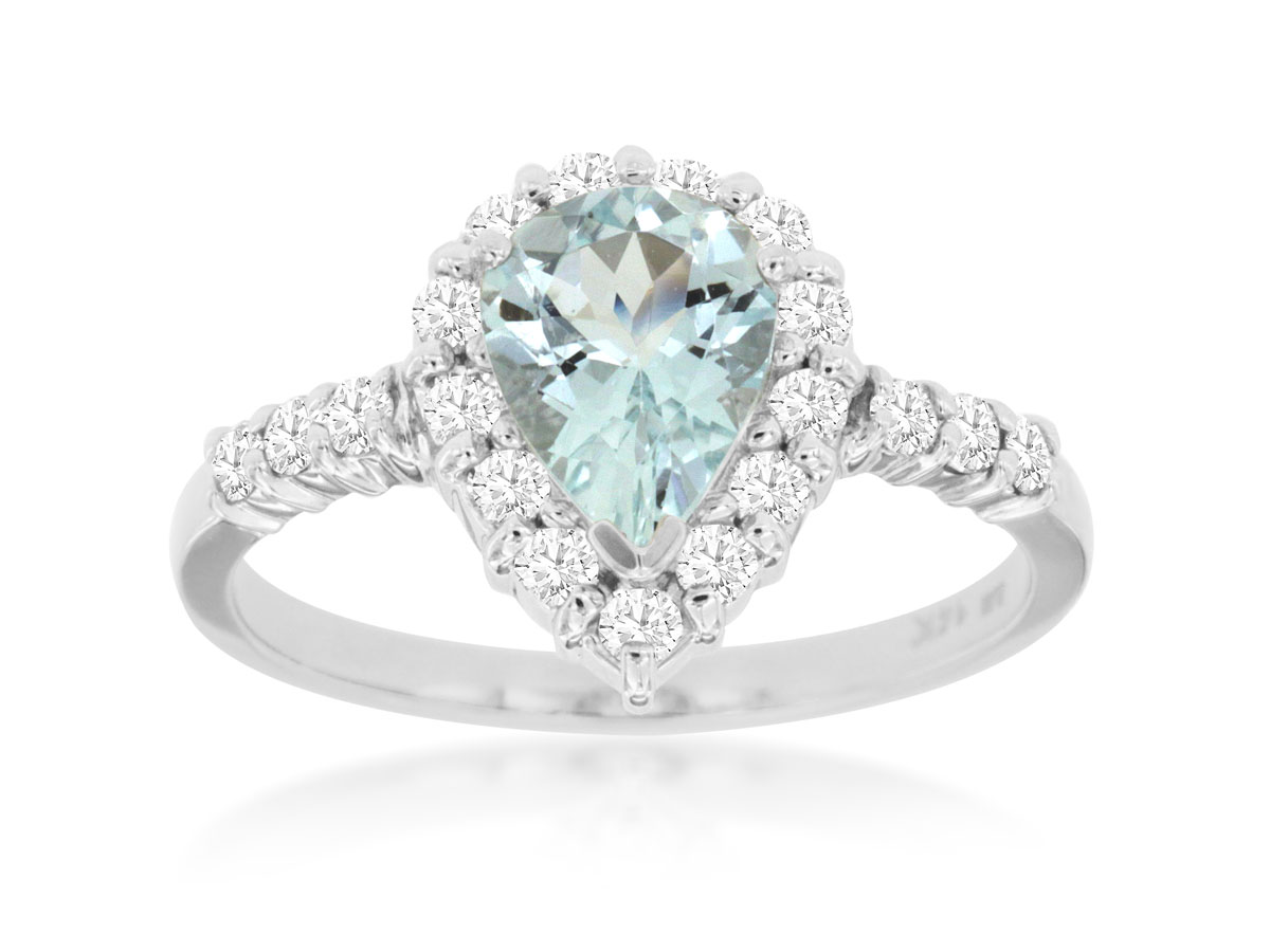 AQUAMARINE & DIAMOND RING