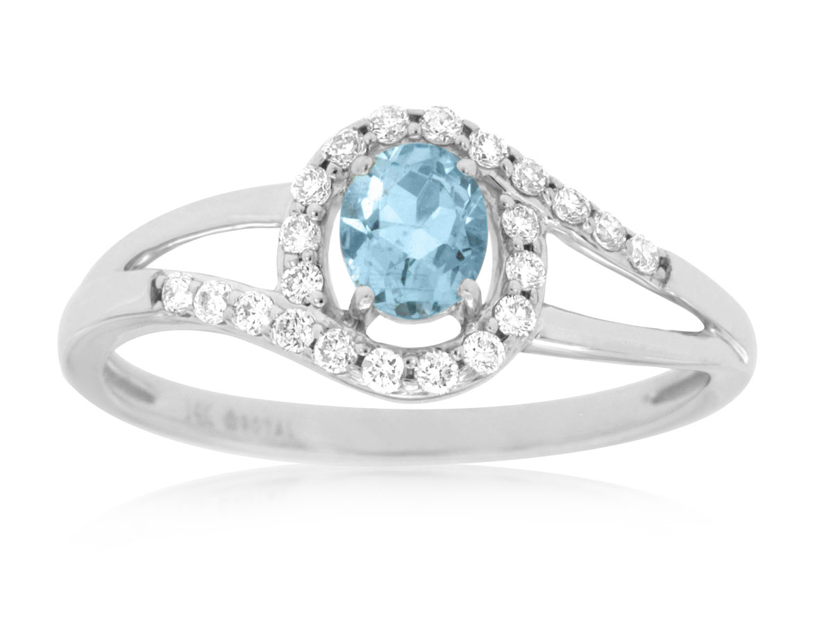 AQUAMARINE & DIAMOND RING