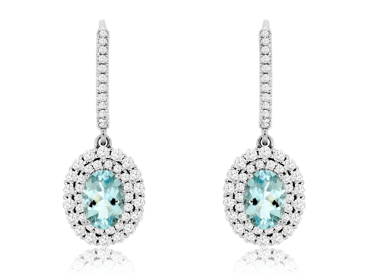 AQUAMARINE & DIAMOND EARRING