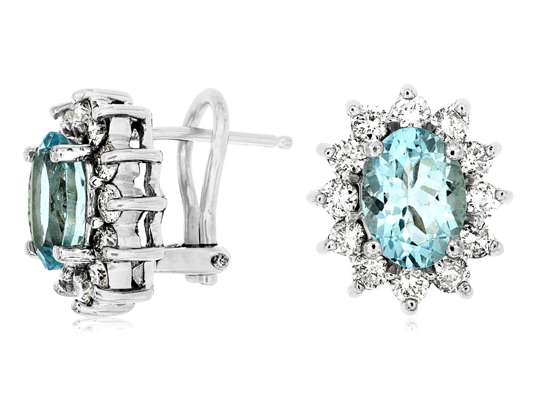 AQUAMARINE & DIAMOND EARRING