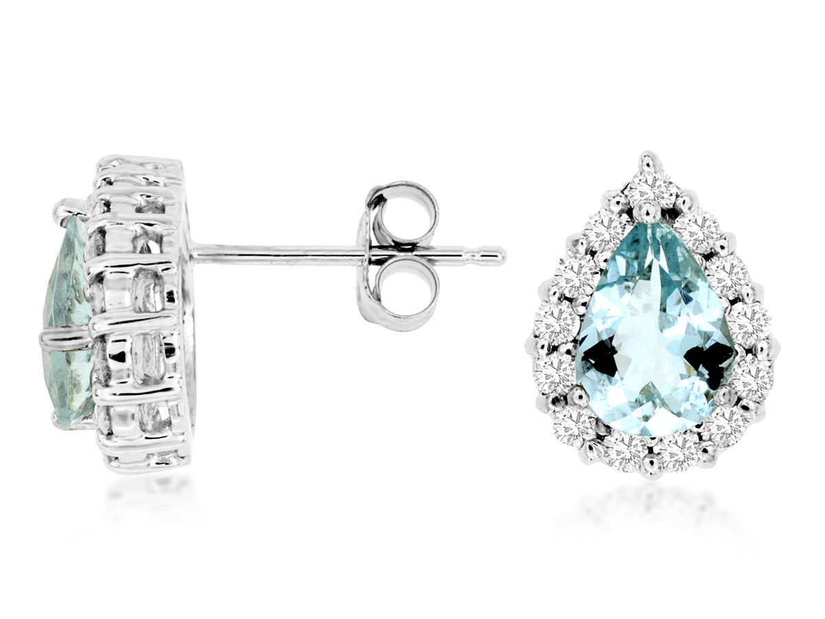 AQUAMARINE & DIAMOND EARRING