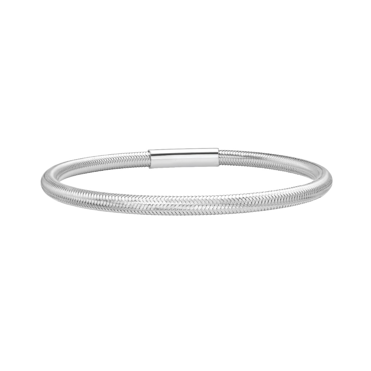 Silver Basketweave Stretch Bangle