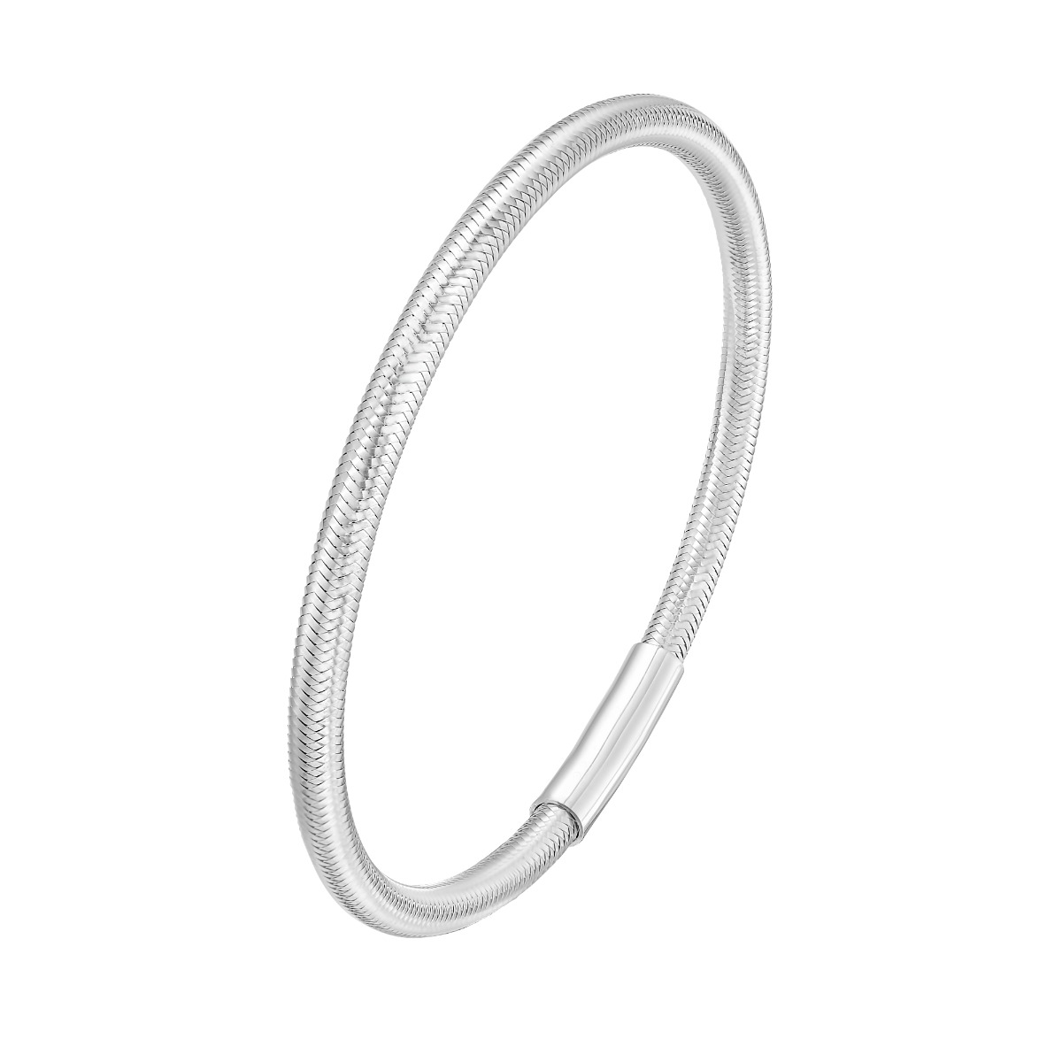 Silver Basketweave Stretch Bangle