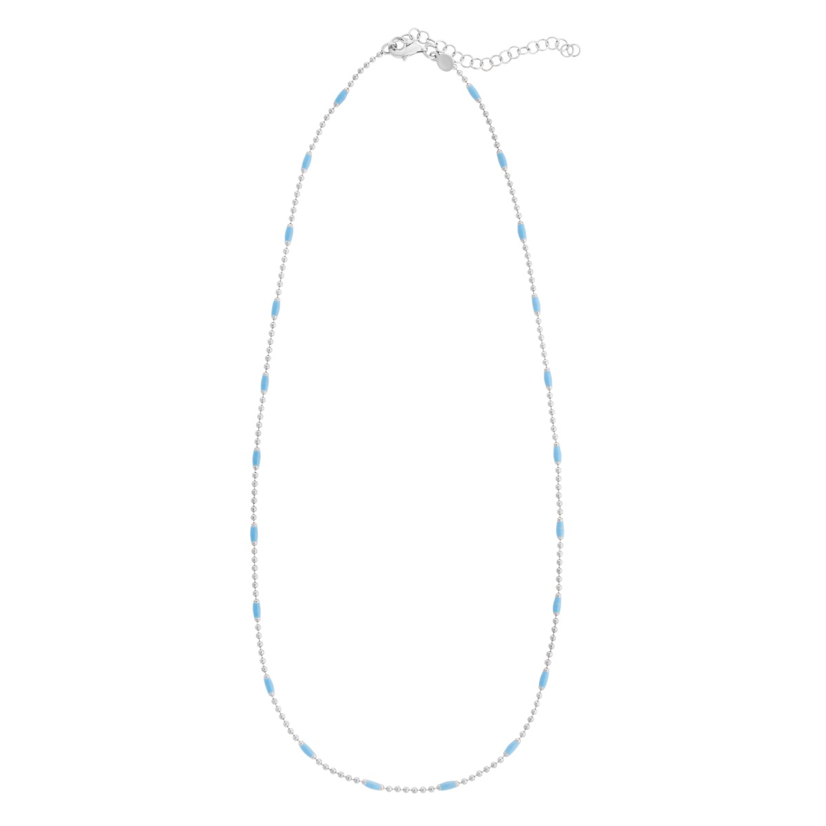 Silver Enamel Beaded Chain Necklace