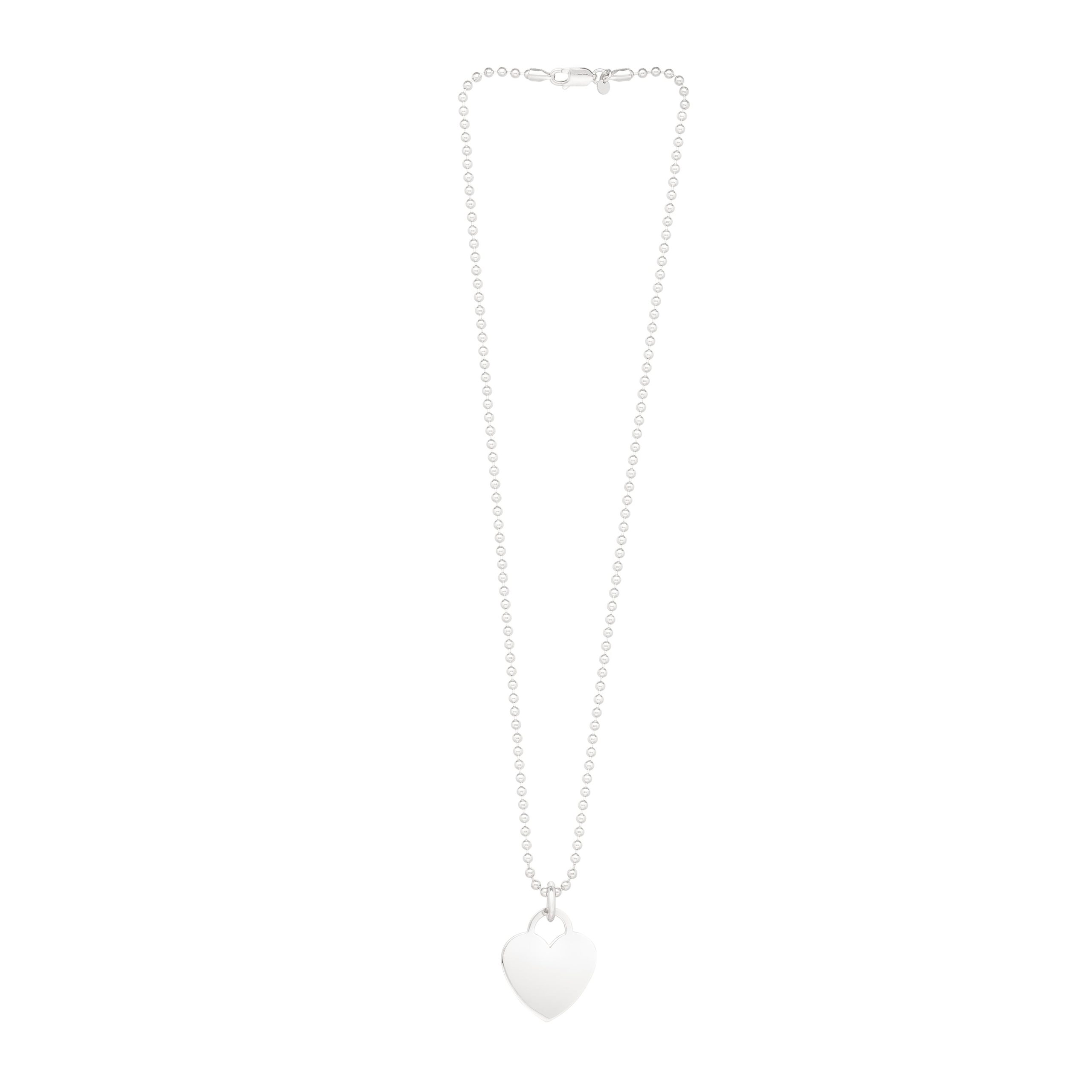 Silver Polished Heart Charm Necklace