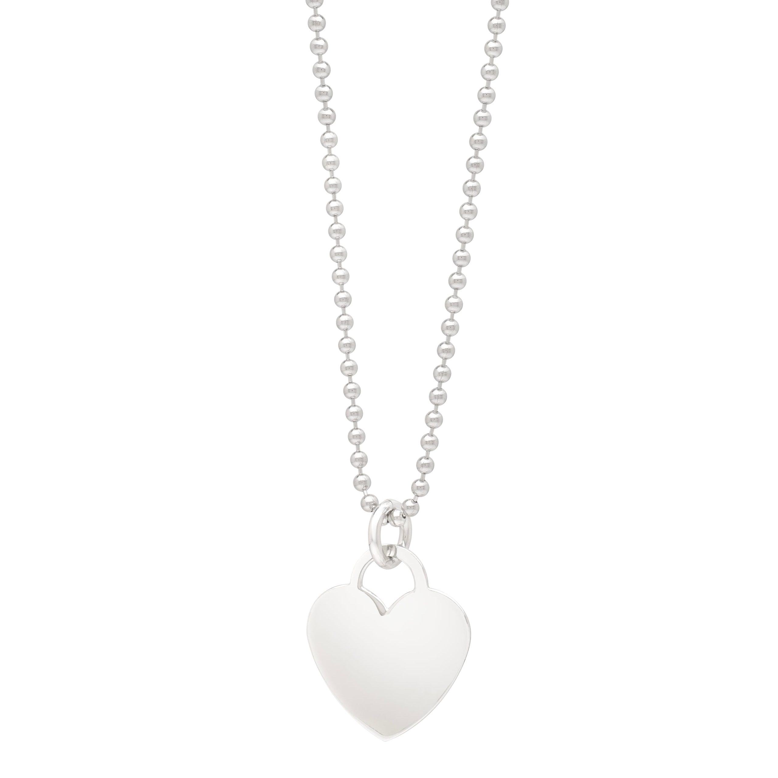 Silver Polished Heart Charm Necklace