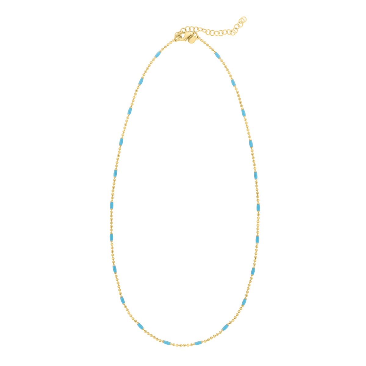 Gold Over Silver Enamel Beaded Chain Necklace