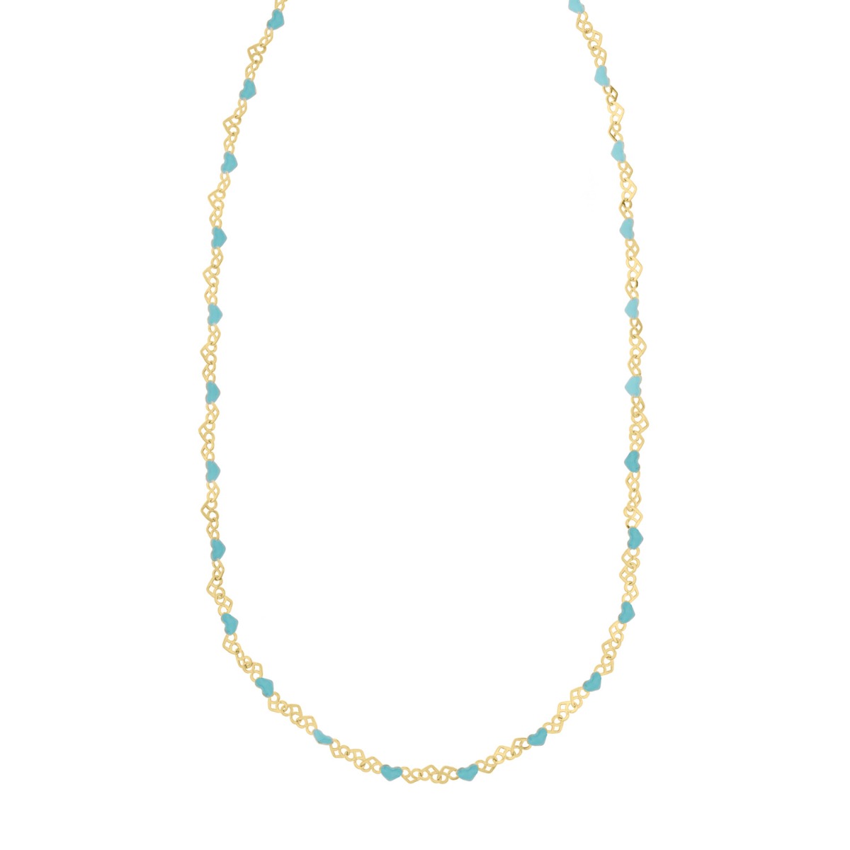 Gold Over Silver Enamel Hearts Chain Necklace