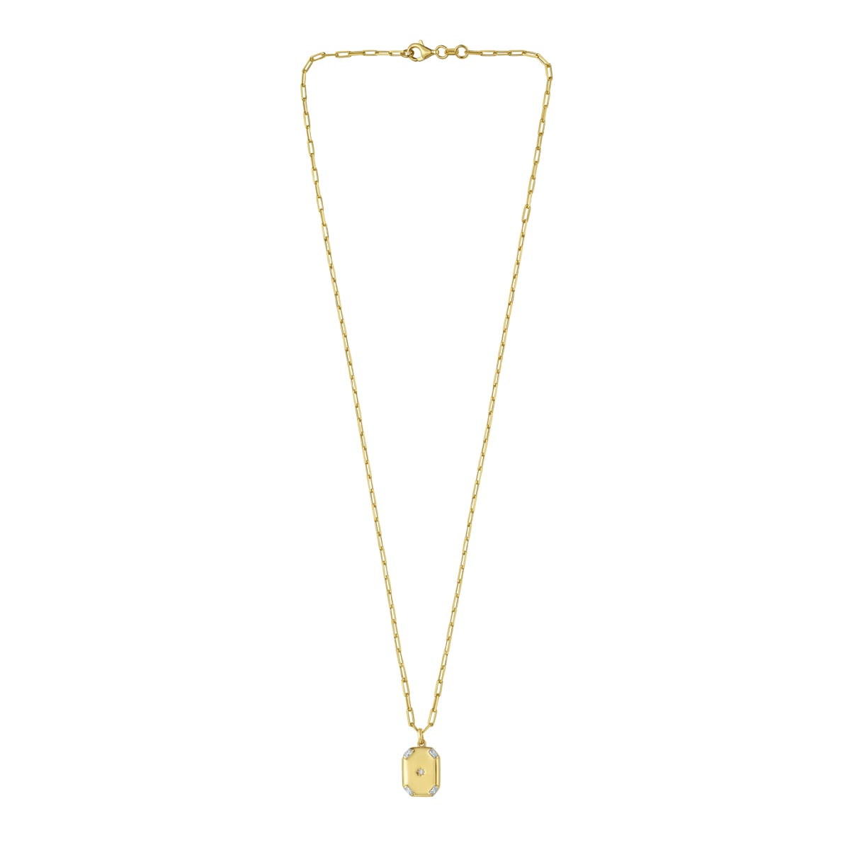 Gold Over Silver Octagonal Star Locket Necklace