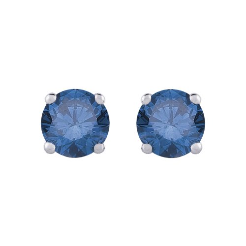 1.00 ctw Four Prong Studs in White Gold - Blue- Round