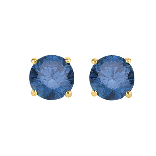0.75 ctw Four Prong Studs in Yellow Gold - Blue- Round