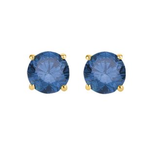1.00 ctw Four Prong Studs in Yellow Gold – Blue- Round