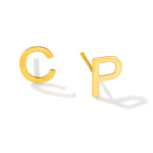 14K Gold Initial S Stud Earring