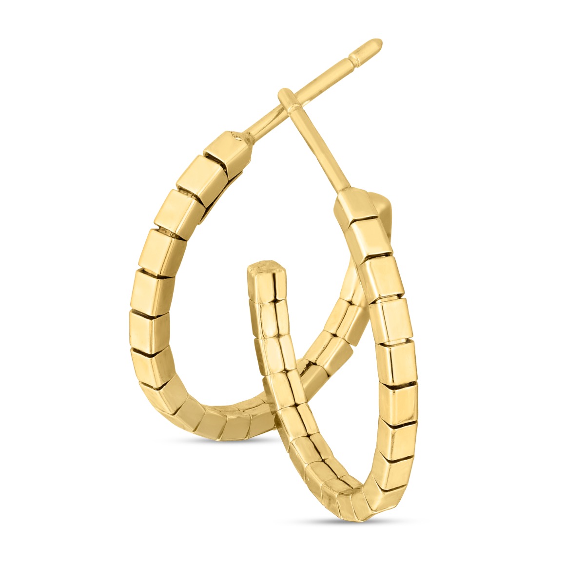 14K Brick Omega Hoop Earrings