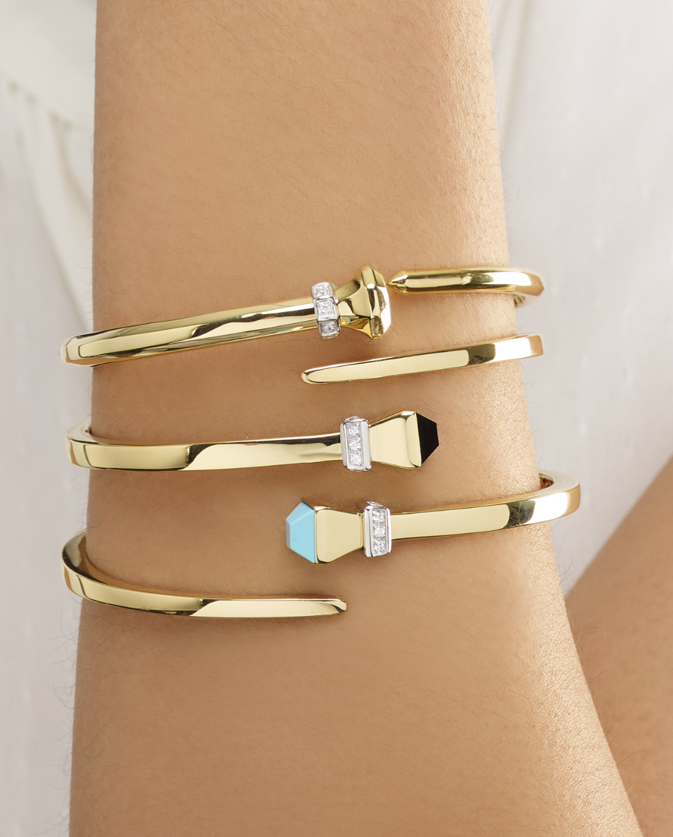 14K Onyx & Diamond Wrap Hardware Bangle