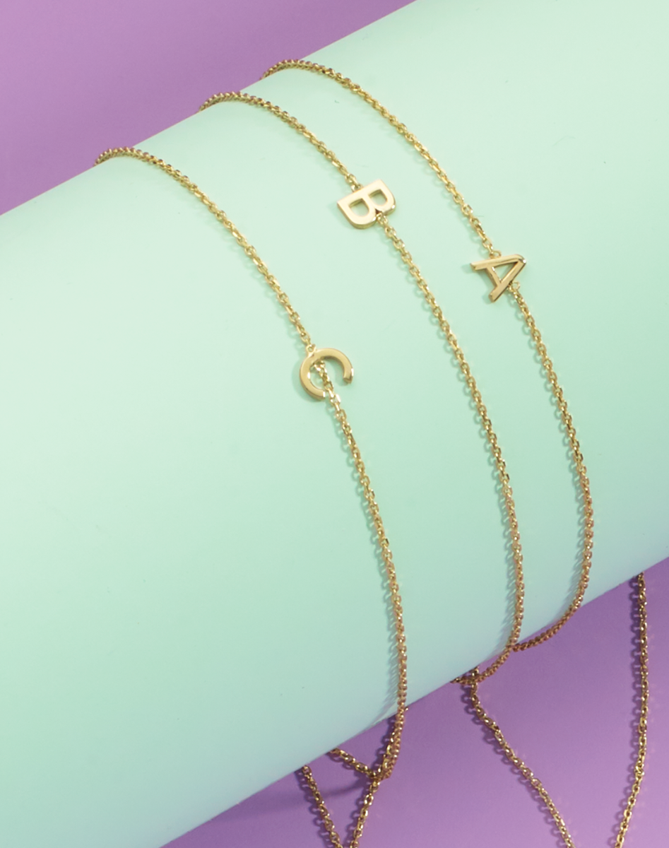 14K Mini Initial N Bracelet