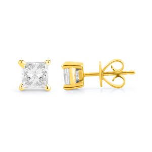 0.75 ctw Four Prong Studs in Yellow Gold