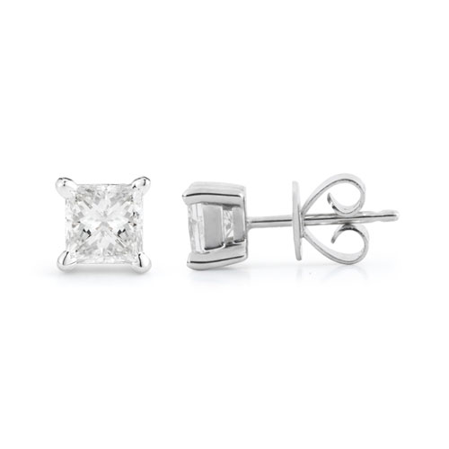 1.00 ctw Four Prong Studs in White Gold