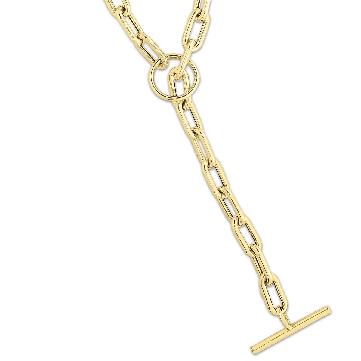 14K Gold Paperclip Toggle Link Bracelet