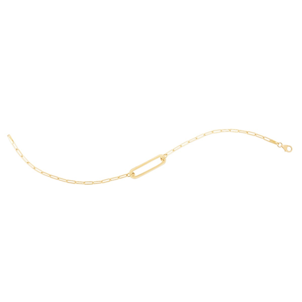 14K Paperclip Straight Open Bar Bracelet
