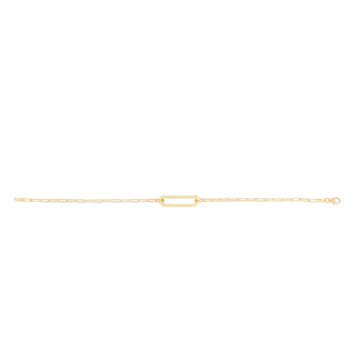 14K Paperclip Straight Open Bar Bracelet