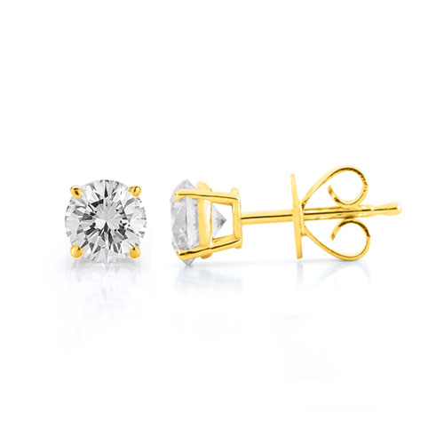 2.00 ctw Four Prong Studs in Yellow Gold
