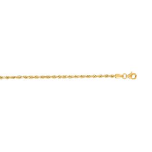 14K Gold 8" 2.5mm Diamond Cut Royal Rope Chain