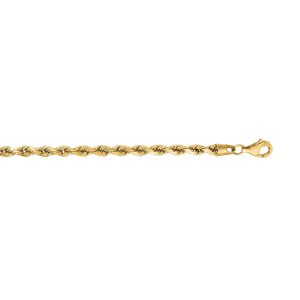 14K Gold 7" 3.8mm Diamond Cut Royal Rope Chain