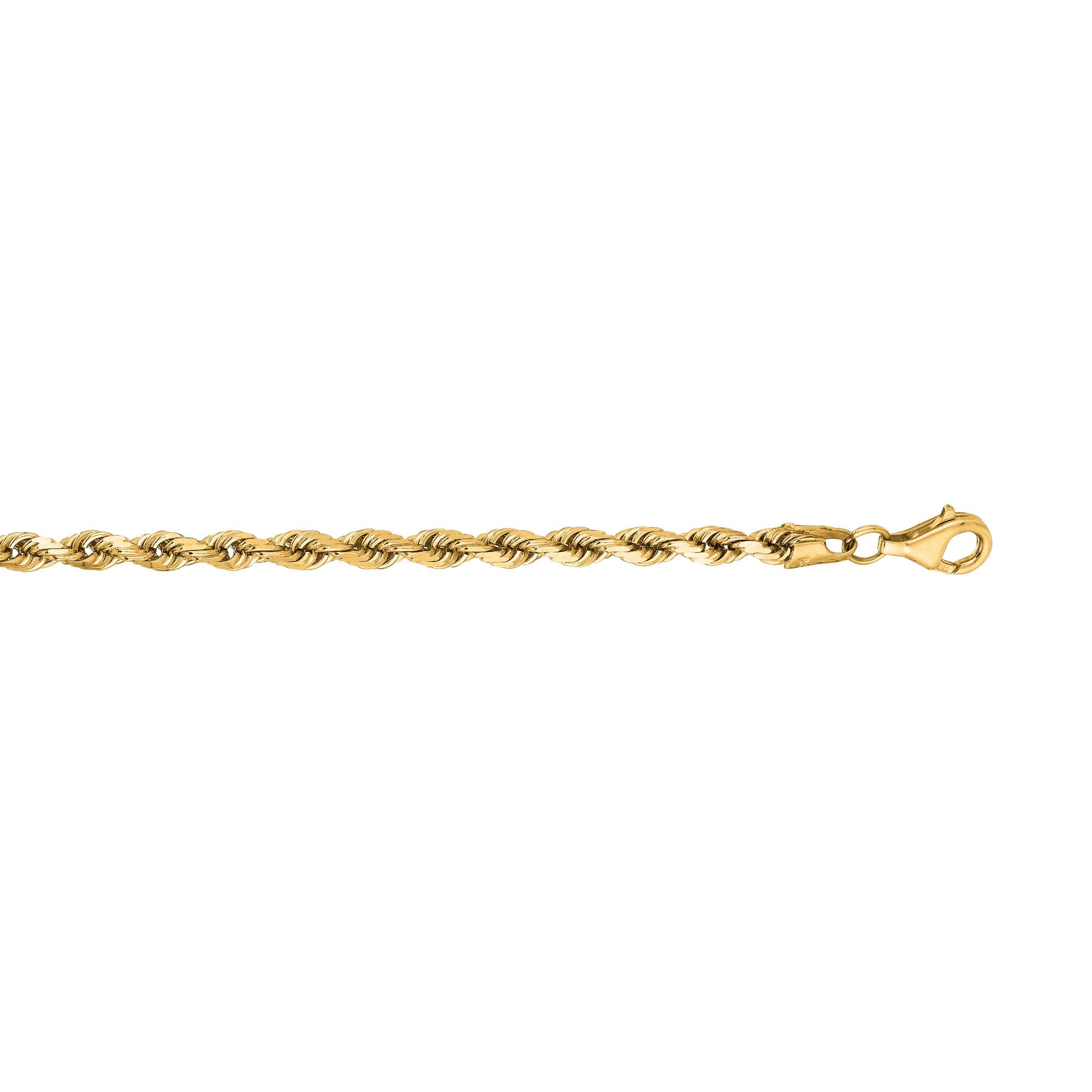 14K Gold 7" 3.8mm Diamond Cut Royal Rope Chain