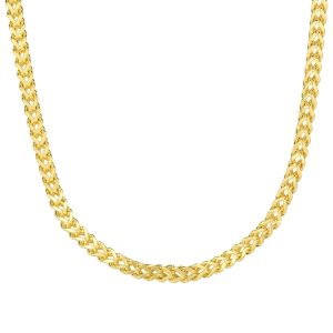 14K Gold 8.75" 4.4mm Semi-Solid Square Franco Chain